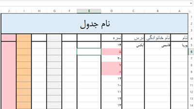 ساخت جدول در اکسل